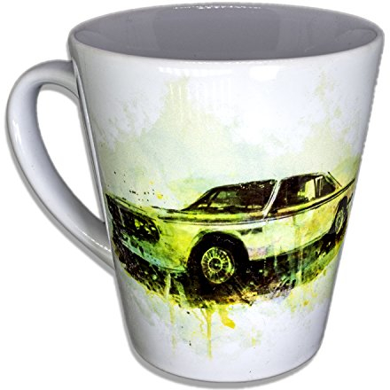 BMW_E9 Tasse design unique faite à la main en porcelaine brillante – Tasse à café, tasse à thé, tasse en céramique, 330 ml, cadeau pour les amis