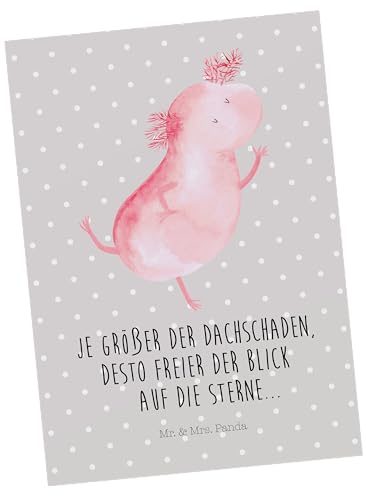 Mr. & Mrs. Panda Postkarte Axolotl Tanzen - Geschenk, Einladungskarten Geburtstag, Amphibie, Geburtstagskarte, Sterne, Ansichtskarten, Schwanzlurch,