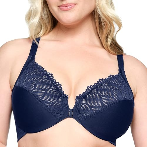 Glamorise Wonderwire-Vorderverschluss-T-Rücken-BH NR. 1481Blau,105G