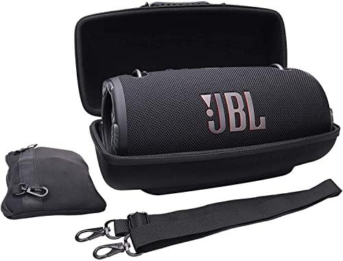 Khanka Hart Tasche für JBL Xtreme 3/2,mit Schulterriemen und ZubehörTasche Für JBL Xtreme 3/2 Musikbox portabler Bluetooth Speaker Lautsprecher Etui Case,Black