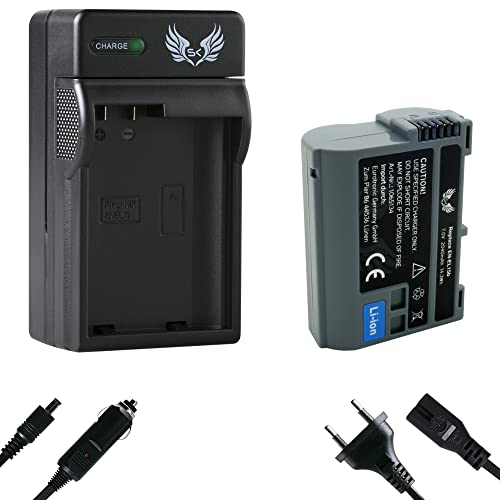 SK Akku kompatibel mit Nikon EN-EL15b 2040mAh + Ladegerät EN-EL15c EN-EL15a EN-EL15 - für D500 D750 D800 D850 D7200 D7500 - Z8 Z7 II Z6 II Z5 Zf
