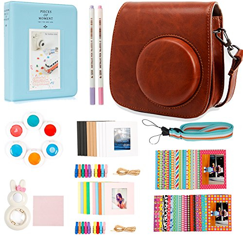 Annle Mini 9 Accessoires dans Une boîte Compatible avec Instax Mini 8 / Mini 8 + / Mini 9 Appareil Photo instantané (Brown)