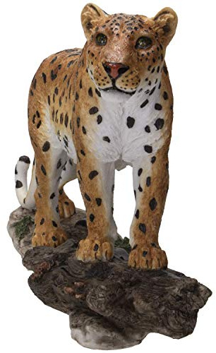 Pacific Giftware Realistic Big Cat Leopard Perching on Wood Resin Figurine Statue