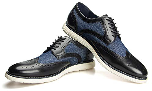 JITAI Herren Oxfords Schuhe Freizeitschuhe für Herren Leichte Schnür-Modeschuhe, Blau-10, 42 EU (9 UK)