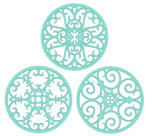 YYI Topfuntersetzer aus Silikon, 20 cm, vielseitig verwendbar, rund, hitzebeständig, rutschfest, flexibel, langlebig, für Geschirr, Theken, Tische, 3er-Set (Grün)