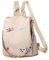 Rucksack Damen Wasserdichte Anti Diebstahl Schulrucksack Umhängetasche, Mode Cityrucksack Tagesrucksack für Schule Reisen Arbeit Einkauf (Blume Khaki)