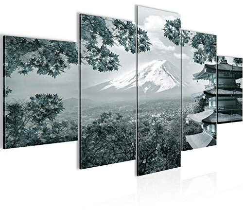 Runa Art - Bilder Japan 200 x 100 cm 5 Teilig XXL Wanddekoration Design Türkis 009151c