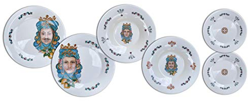 Napking Raffinato set di Piatti (6 piatti per due posti tavola) in Melamina con pregevole disegno art. Teste di Moro