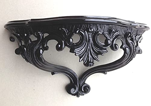 artissimo Console murale baroque - Étagère murale antique - Console miroir - Noir - 38 x 20 x 16 cm - Étagère vintage rétro Repro 3083