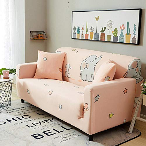 LNXSESN Sofabezug Rosa Elefant Sofaüberwurf Stretch Couch überwurf Elasthan Universal Sofahusse Moderne Anti-Haar Couch überzug Antirutsch Sofa überzug 3 Sitzer