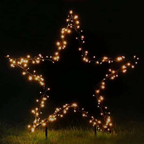 Gartenpirat Gartenstern mit Erdspieß Ø 150 cm 420 LED warmweiß mit Timer-Funktion Gartenstecker Weihnachtsbeleuchtung Stern Weihnachten außen