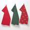 Homescapes 3er-Set Weihnachts-Geschirrtücher Rentier rot-grün, 3 Küchentücher aus 100% Baumwolle, saugfähige Geschirrhandtücher mit Weihnachts-Deko