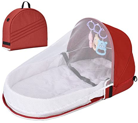 Uposao Sac à Langer De Lit De Bébé Tente De Lit De Voyage Facile à Plier, Lit De Chaise De Bébé Portable Avec Moustiquaire, Matelas Pour Bébés Filles Garçons