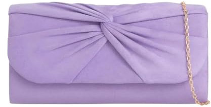 LeahWard Women's Wedding Clutch Bag Large Bow Soft Handbags Evening Purse (Lavender)