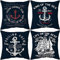 AKIS Home Kissenbezug 45x45cm 4er-Set Nautisch Marineblau Anker Leuchtturm Segelboot Kompass Kissenbezüge für Sofa Büro Wohnzimmer Wohndeko Moderne Kissenhülle…