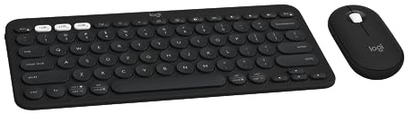 Logitech Pebble 2 Combo, Wireless Keyboard and Mouse, Quiet and Portable, Customizable, Logi Bolt, Bluetooth, Easy-Switch for Windows, macOS, iPadOS, Chrome - Black
