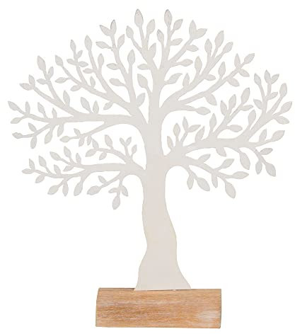 Posiwio Baum White weiß aus Metall und Holz H33cm Dekobaum Dekoaufsteller Metallbaum