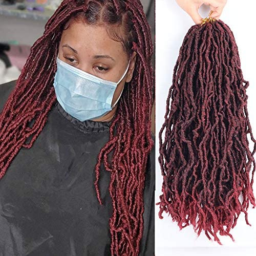 Faux Locs 24 Inch Crochet Hair New Soft Locs 6 Packs/Lot Curly Wavy Pre-Looped Faux Locs Goddess Synthetic Fiber Hair Extensions (24 Inch, TBUG)