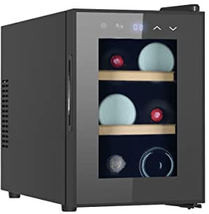 Bierkühlschrank Tokyo - Freistehend - Schwarz - Bierklimaschrank 6 Flaschen - 39.3 x 26.5 x 49.5 cm - Glastür