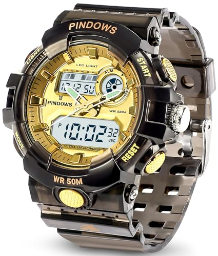 Montre Femmes Montre Digital Sport pour Femmes Adolescentes,Lumière LED 7 Couleurs,Grand écran Analogique Digital Montre étanche avec Alarme,Chronomètre,Carillon Horaire Montres Multifonctions