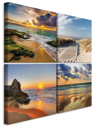 murando Akustikbilder Set 4 Teilig je Akustikschaum Hochleistungsschallabsorber Schallschutz Leinwand Wandbild Raumakustik Schalldämmung c-B-0485-b-i