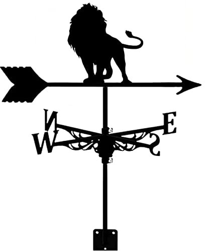EICOFF Métal Lion Girouette Classique Noir Girouette Durable Indicateur de Direction du Vent avec Support d'Installation pour Garage Coupole Grange Jardin Patio Ferme Décorer