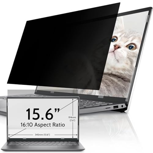 IPROKKO Laptop Privacy Screen 15.6 Inch for Hp/Dell/Acer/Lenovo/ThinkPad/Samsung/Asus/Sony, Removable 16:10 Aspect Laptop Shield, Anti Blue Light Glare Filter
