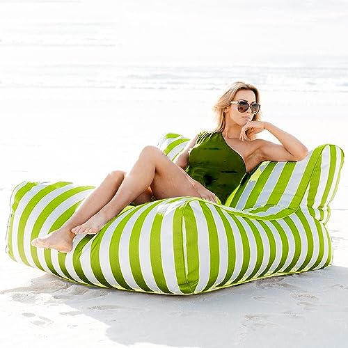 CoByda Gestreifter schwimmender Sitzsack für Wasserbecken für Erwachsene – wiederverwendbarer Outdoor-Loungesessel und Spielhocker-Abdeckung für den Pool