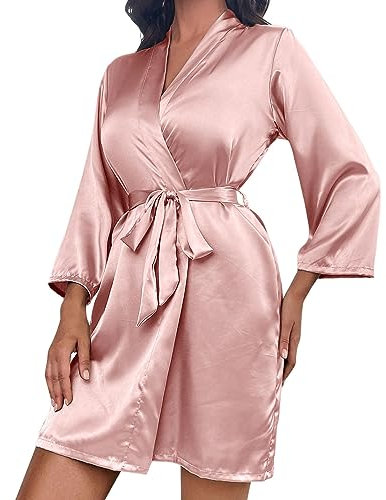 Damen Nachthemd Lang Großes Damen-Nachthemd, sexy, elastischer Tine-Bademantel, einfarbig, Heimtextilien, Damen-Pyjama Taubert Morgenmantel Damen Kurz Robe mit Gürtel