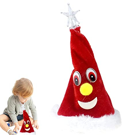 Niktule Tanzende Weihnachtsmütze Dekoration,Singende Weihnachtsmütze für Kinder, Par Hat and Tree Toys Ornament,Weihnachtsmusikalische Dekorationen Spielzeug für Erwachsene Kinder