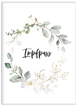HIMMEL.HERZ.PAPIER® Impfpass Hülle 137 mm HÖHE (BITTE MESSE DEINEN IMPFPASS, Impfpässe sind nicht genormt!) Impfausweis Schutzhülle für Kinder und Erwachsene - Impfpasshülle Impfpassausweis - GrünGold