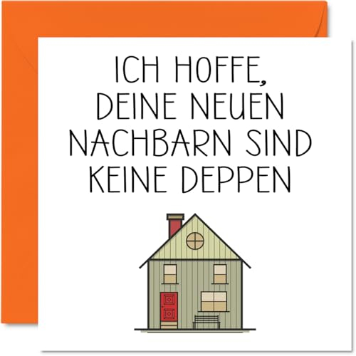 Stuff4 Frohes neues Zuhause Karte - Neue Nachbarn - Herzlichen Glückwunsch zur Einweihungsfeier, neue Hauskarten, Scherz-Banter-Umzugskarten, 145 mm x 145 mm, Willkommens-Einweihungsgrußkarten
