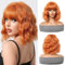 Esmee Kurze Welle Ingwer Orange Bob Perücken mit Fransen Schulter Länge Perücke Synthetische Cosplay Perücken für Frauen