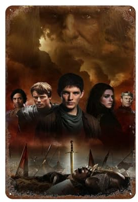 PAUSUDJEIL Merlin Legend TV-Serie-Poster, Wanddekoration, Kunst, Metallblech-Poster, moderne Heimdekoration, Kunst, Metallposter, Hausbar, Laden, Dekorationen, Vintage-Schild, Geschenk, 30 x 20 cm