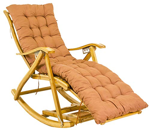 ZURBAQD Schaukelstühle für Erwachsene, Garten-Sonnenliege, Liegestühle mit Kissen, klappbarer Rasen, Bambus-Loungesessel für Strand, Camping, Terrasse, Liegestuhl im Freien, max.250kg Warm as Ever