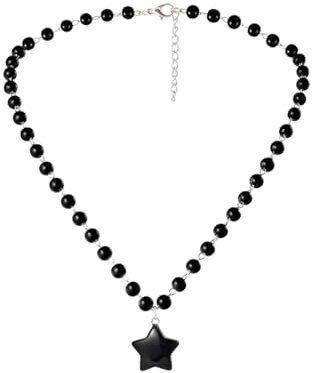 Eigso Gothic Perlen Kette Halskette Choker für Frauen Männer Mode Klassische Goth Star Halsketten Kragen für Frau Mann