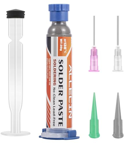 ALLECIN Pasta Saldante Sn42 Bi58 138°C Senza Piombo Pasta per Saldare a Stagno 138 Gradi Celsius Solder Paste 30 Grammi Bassa Temperatura Pasta di Saldatura Siringa per BGA SMT (30g)