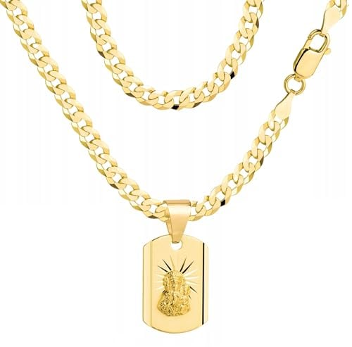 AMAR OPRAVA Goldkette Herren 585, Kette Herren 925/585 - Königskette - Herren Schmuck, goldene Herrenkette mit Medaillon 50 cm - Geschenk Freund, Herren Geschenke Geburtstag - Halskette Herren