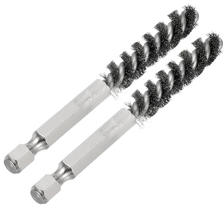 PATIKIL Golf Clubs Head Hosel Brush 0.35 Inch, 2 Pack Golf Shaft Ferrules Cleaning Tool Hex Shank Handle Electric Drill Wire Brush for Wood and Iron, Silver