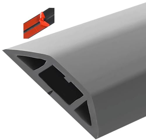 Cable Trunking,Wood-Effect Half round Cable Raceway,Self-Adhesive Backing Paintable Cable Trunking,Cable Concealer Management/Black-20Mm(79/100In)(Grey 1 50Mm(1 97/100In))