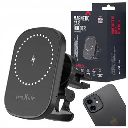 maxlife Support Telephone Voiture Magnetique Induction 15W - Porte Telephone Voiture Chargeur Rapide - Stable et Fiable pour Vos Déplacements - Support Telephone Voiture Grille Aeration Rotation 360°