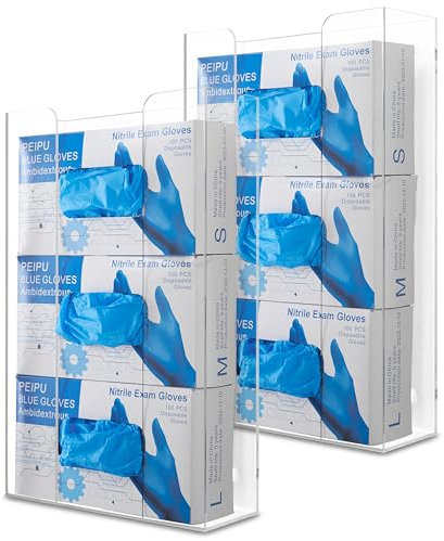 Stock Your Home Dreifacher Acryl-Handschuhspender (2 Stück) Taschentuchbox-Regal, Handschuhhalter, Wandhalterung, für Küche, Reinigungsschrank, Labor, Prüfung, Büro