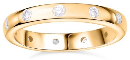SHOP LC LUXURIANT Diamant Bandring – 0,50 ct VS-EF Labor Diamanten, 925 Silber & Gelbgold Vermeil für Damen