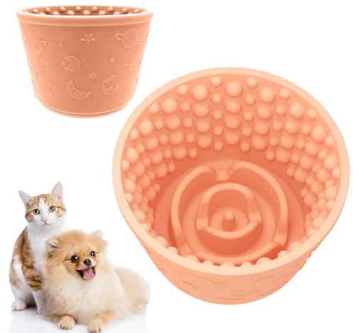 Zueyen Gamelle anti-glouton en silicone Effet antidérapant pour chien (rose viande)