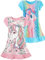 SOIBEEN Girls Nighties Unicorn Nightgowns 2-Pack Nightdress Short Sleeve Sleepwear for Girls Blue Pink 3-4 Years
