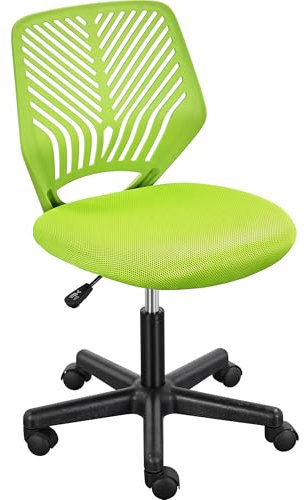Soberine Sedia Ufficio Scrivania Girevole Regolabile, Sedia da Ufficio Ergonomica Senza Braccioli a Rotelle in Rete Traspirante Portata 136 kg Verde