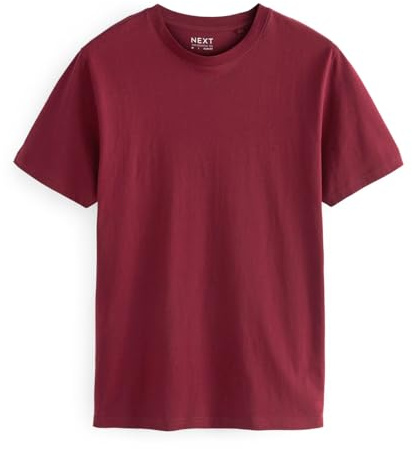 NEXT Herren Schmale Passform Slim Fit Rundhals-T-Shirt Rot Burgund L