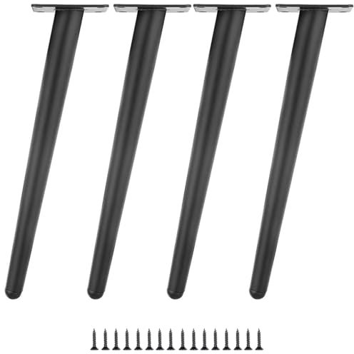 LJMbed 4er Set 50cm Schwarze Metall möbelfüße – Sofabeine, Schrankbeine, Tischbeine inkl. Schrauben – Perfekt für Sofas, Tische, Betten, Couchtische und mehr.