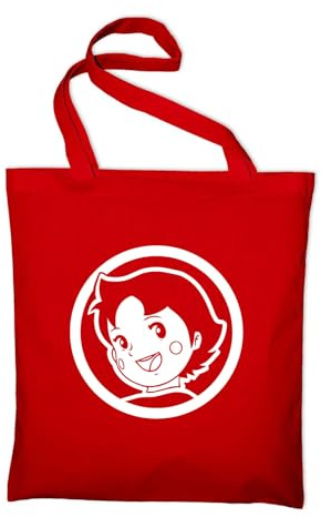 Heidi Anime 80er Retro Cartoon Zeichentrick Stoffbeutel Stofftasche Jutebeutel Beutel Tasche Jute, Rot