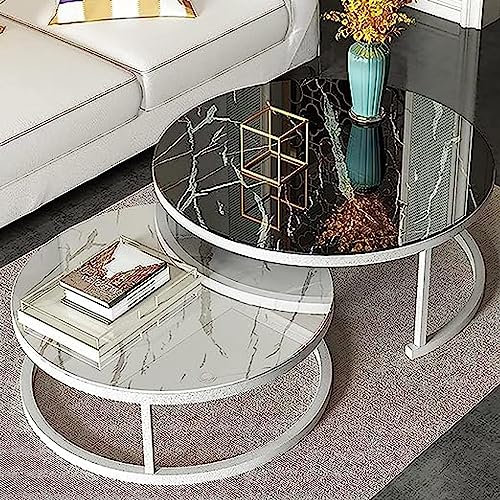 Moderne Couchtische aus Glas und Metall, stilvolles Set für Wohnzimmerdekoration